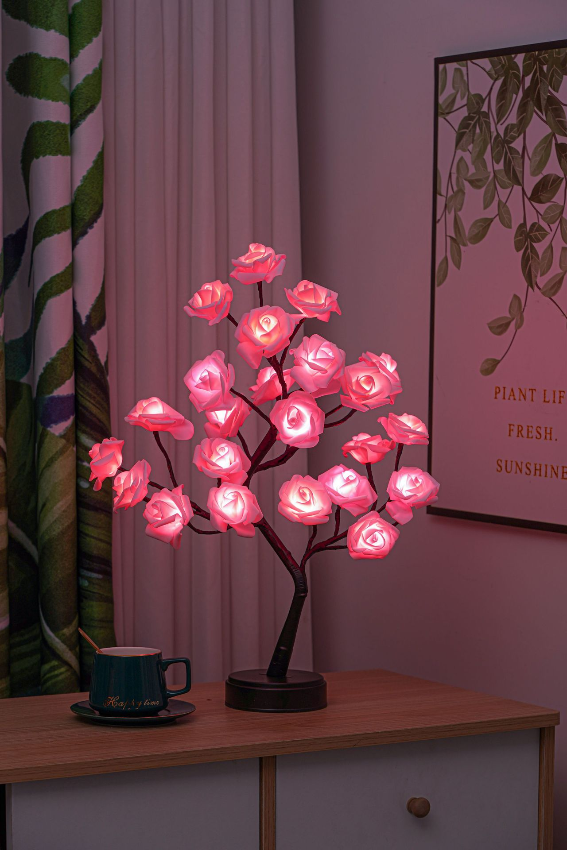 LED Decorative Lamp, Warm White, 24 Flowers, Table or Floor Lamp, Floral Lighting for Living Room, Office and Bedroom | Sansoti