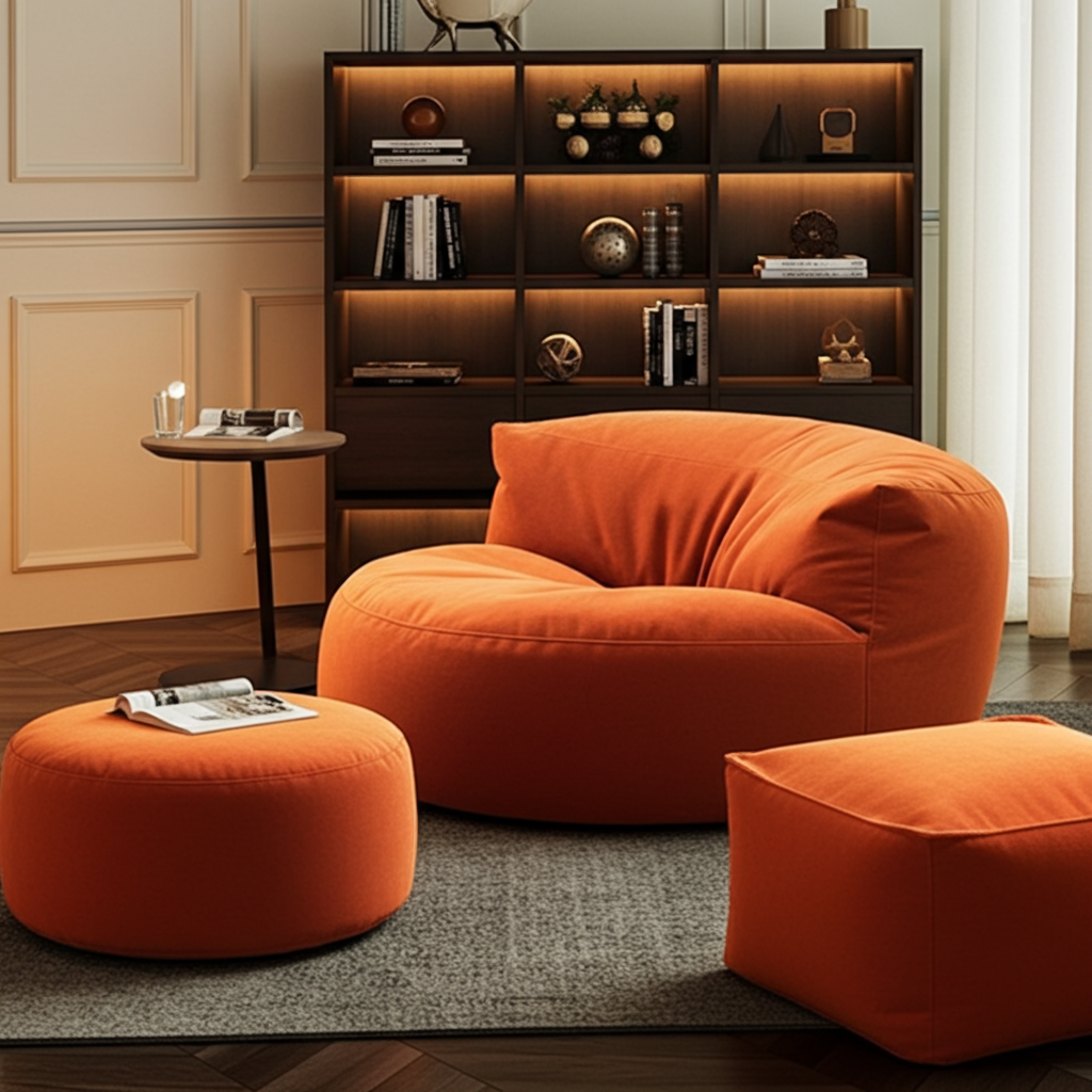 Ronde Fluwelen Zitzak Velvet Loveseat Groot Premium EPS Woonkamer Slaapkamer | Sansoti