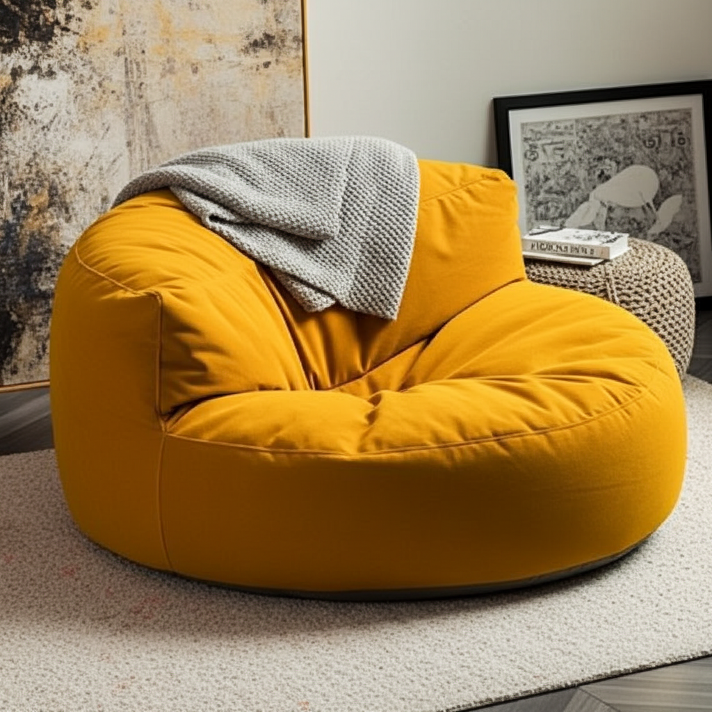 Ronde Fluwelen Zitzak Velvet Loveseat Groot Premium EPS Woonkamer Slaapkamer | Sansoti