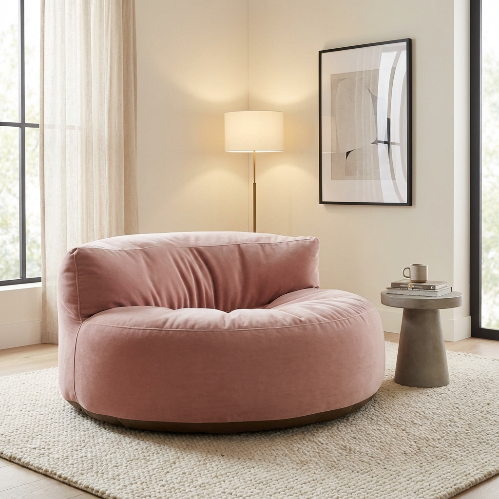Ronde Fluwelen Zitzak Velvet Loveseat Groot Premium EPS Woonkamer Slaapkamer | Sansoti