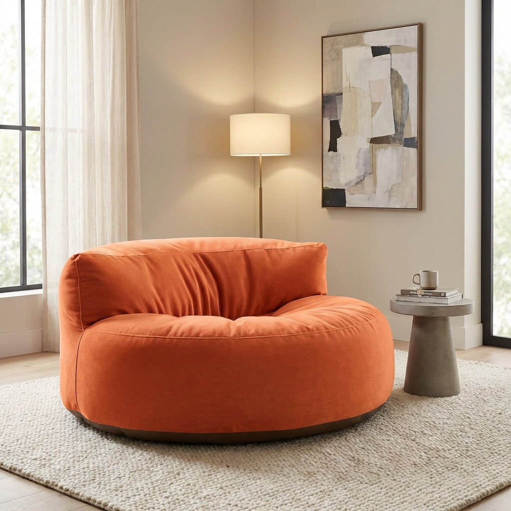 Ronde Fluwelen Zitzak Velvet Loveseat Groot Premium EPS Woonkamer Slaapkamer | Sansoti