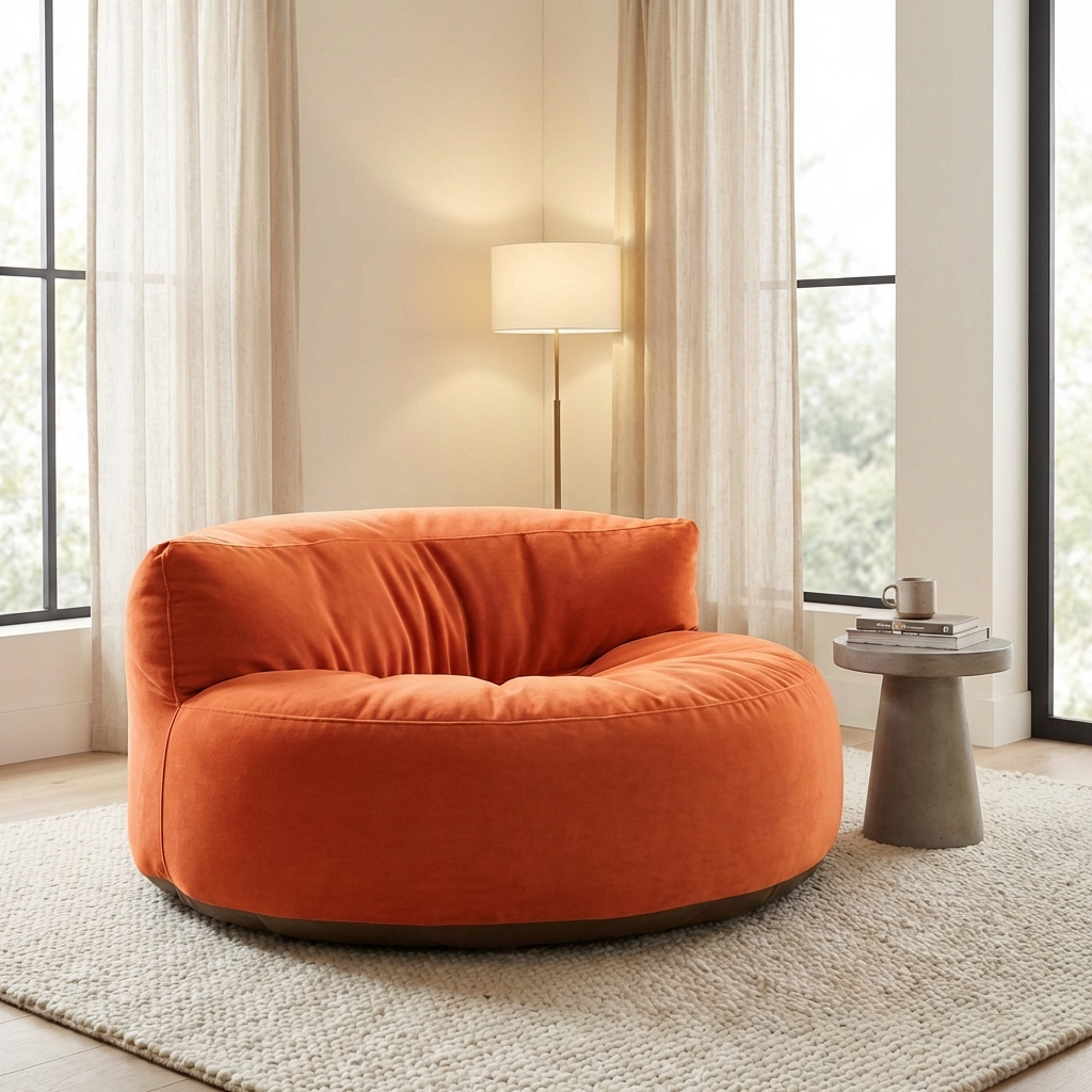 Ronde Fluwelen Zitzak Velvet Loveseat Groot Premium EPS Woonkamer Slaapkamer | Sansoti