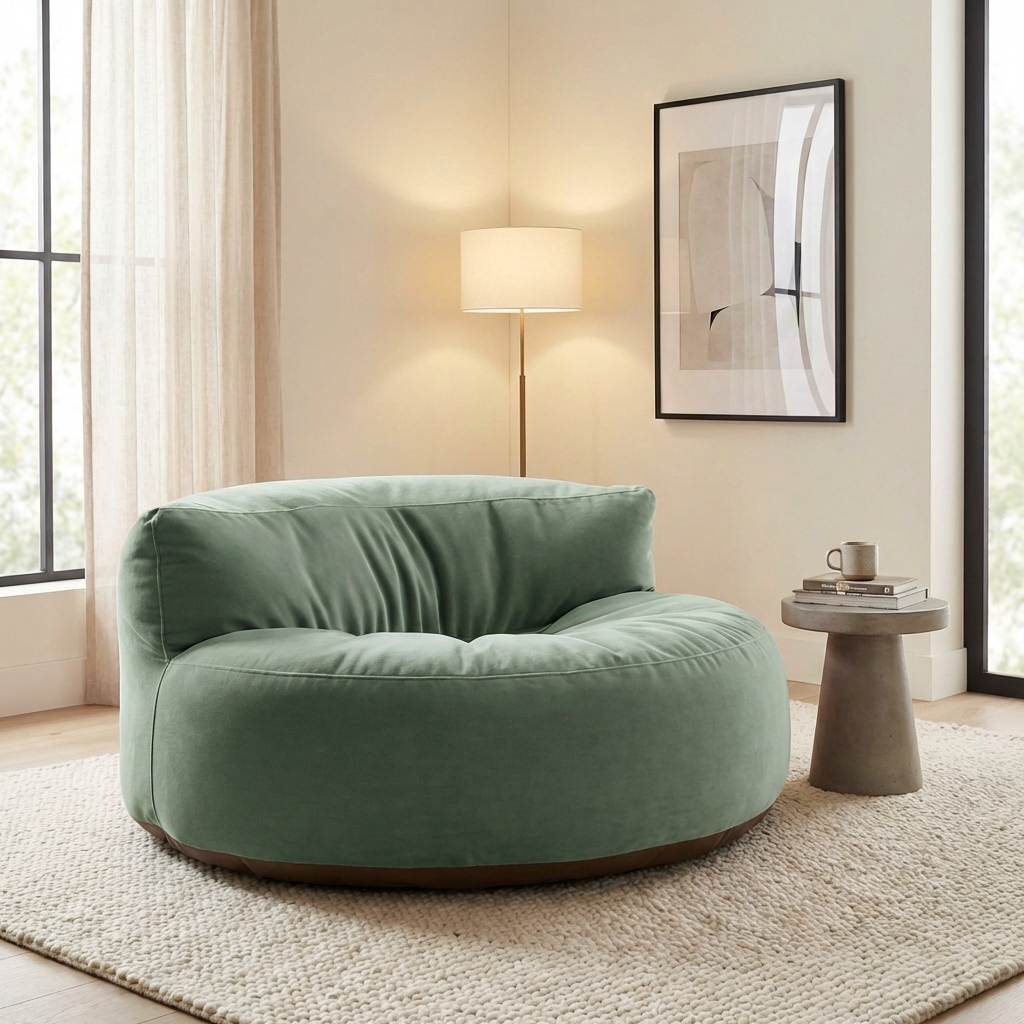 Ronde Fluwelen Zitzak Velvet Loveseat Groot Premium EPS Woonkamer Slaapkamer | Sansoti