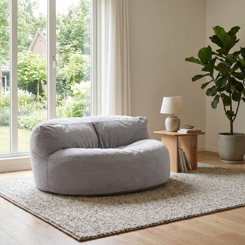 Ronde Fluwelen Zitzak Velvet Loveseat Groot Premium EPS Woonkamer Slaapkamer | Sansoti