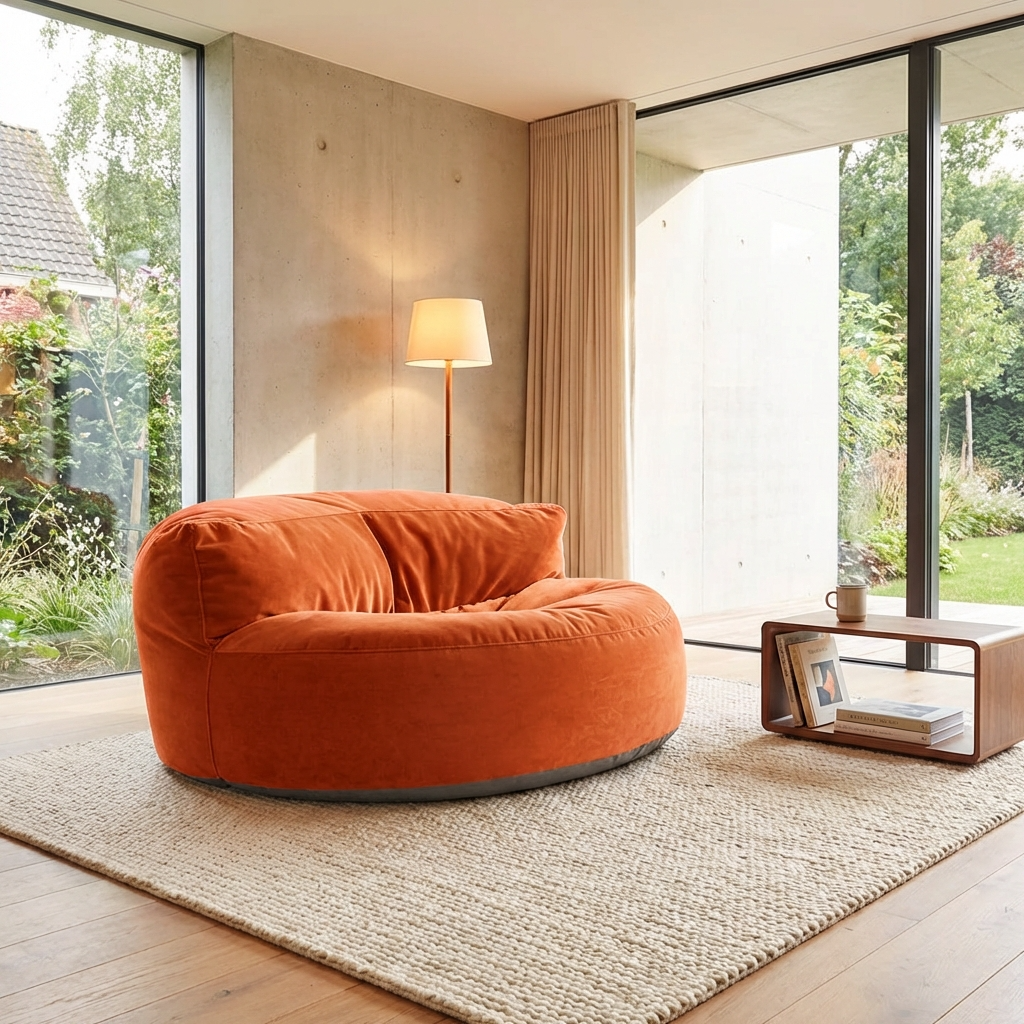 Ronde Fluwelen Zitzak Velvet Loveseat Groot Premium EPS Woonkamer Slaapkamer | Sansoti