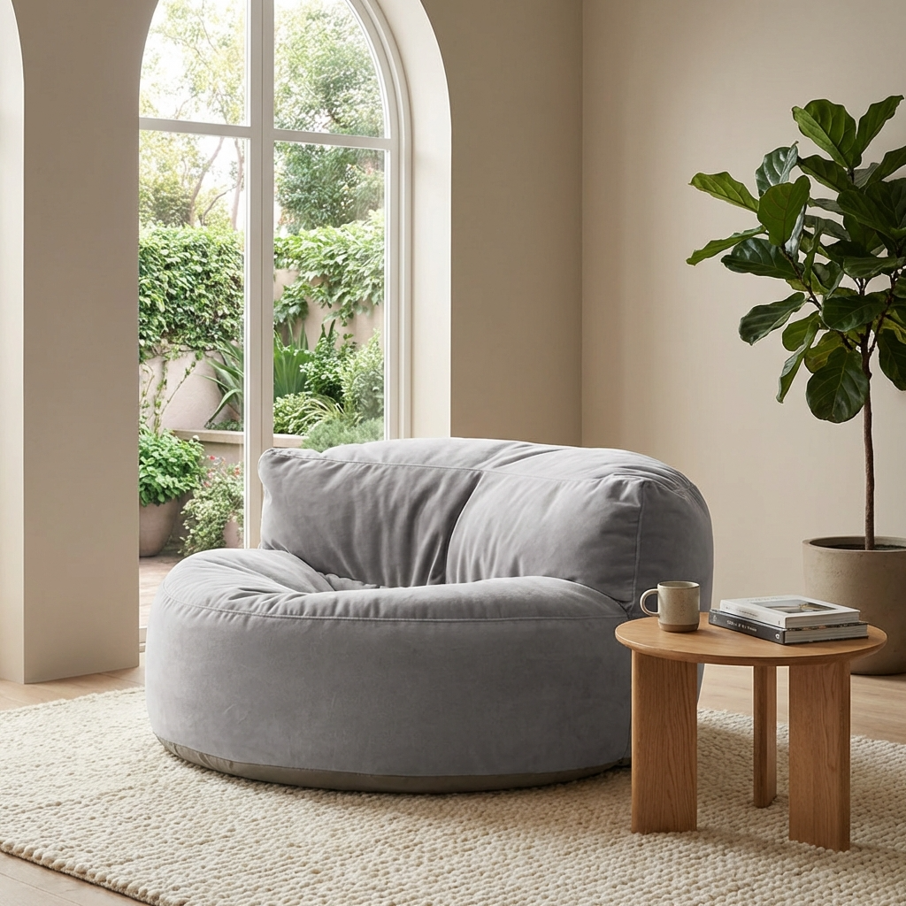 Ronde Fluwelen Zitzak Velvet Loveseat Groot Premium EPS Woonkamer Slaapkamer | Sansoti