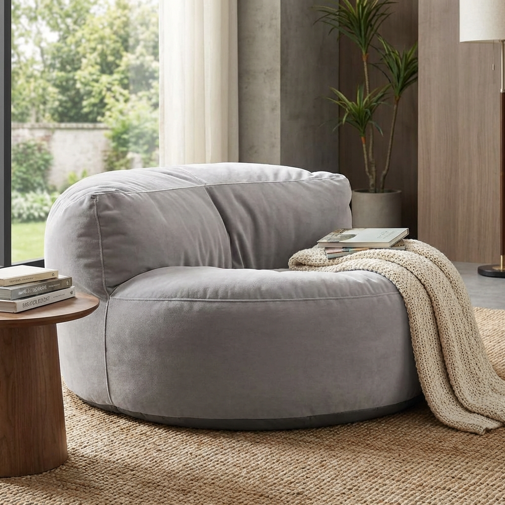 Ronde Fluwelen Zitzak Velvet Loveseat Groot Premium EPS Woonkamer Slaapkamer | Sansoti