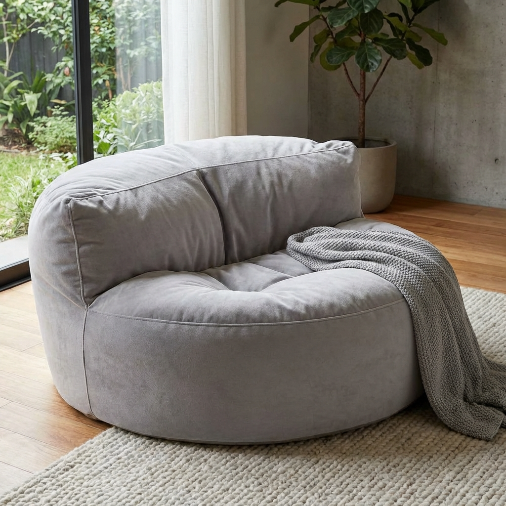 Ronde Fluwelen Zitzak Velvet Loveseat Groot Premium EPS Woonkamer Slaapkamer | Sansoti