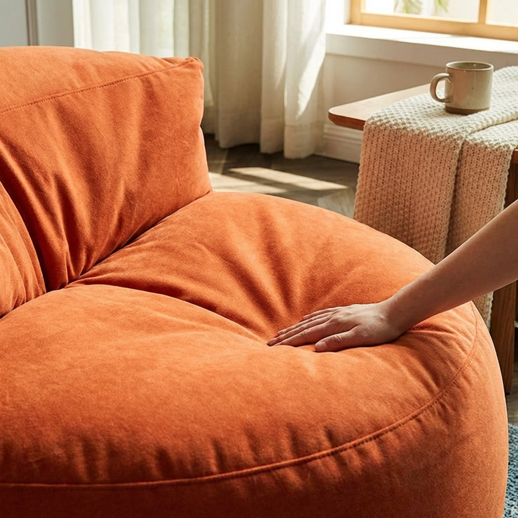 Ronde Fluwelen Zitzak Velvet Loveseat Groot Premium EPS Woonkamer Slaapkamer | Sansoti