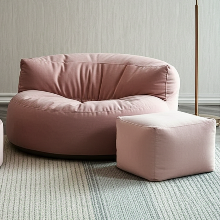 Ronde Fluwelen Zitzak Velvet Loveseat Groot Premium EPS Woonkamer Slaapkamer | Sansoti