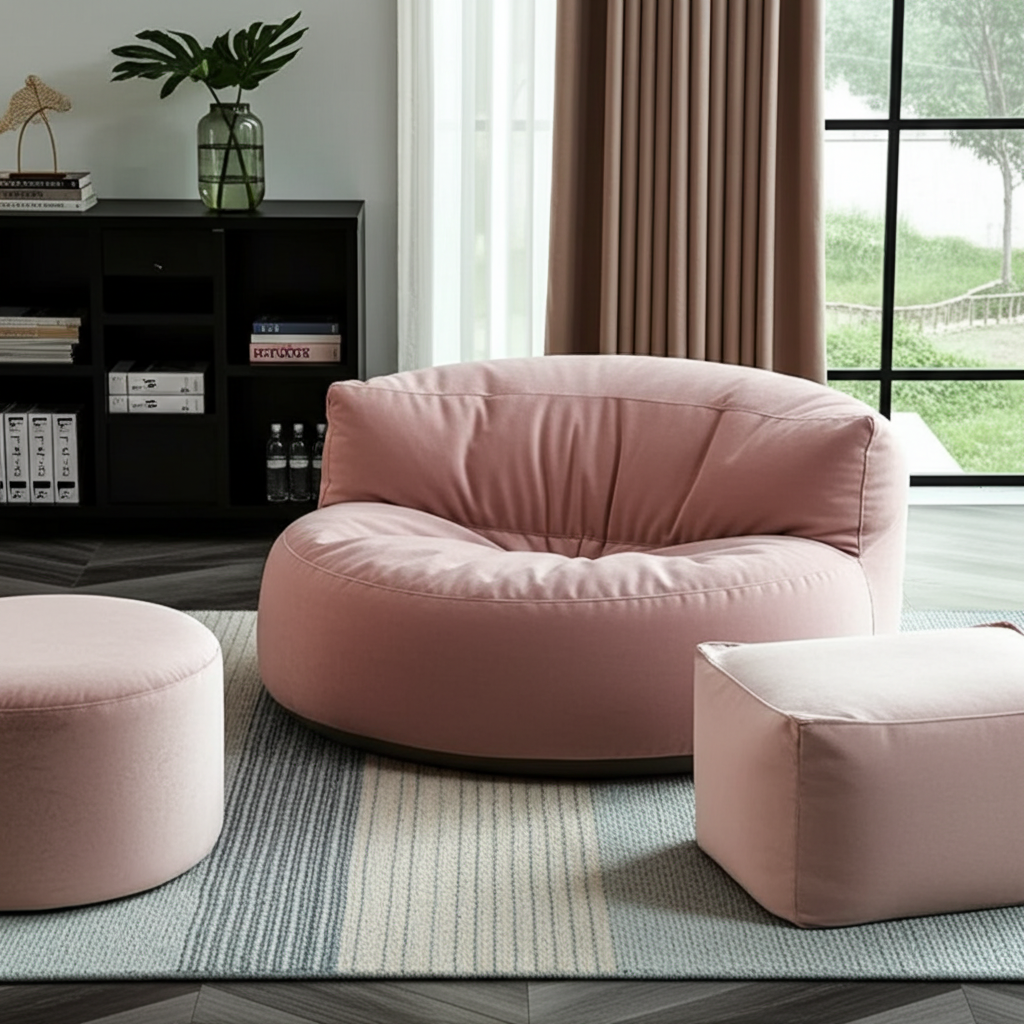 Ronde Fluwelen Zitzak Velvet Loveseat Groot Premium EPS Woonkamer Slaapkamer | Sansoti