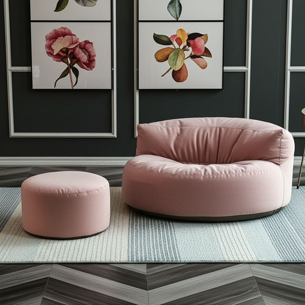 Ronde Fluwelen Zitzak Velvet Loveseat Groot Premium EPS Woonkamer Slaapkamer | Sansoti