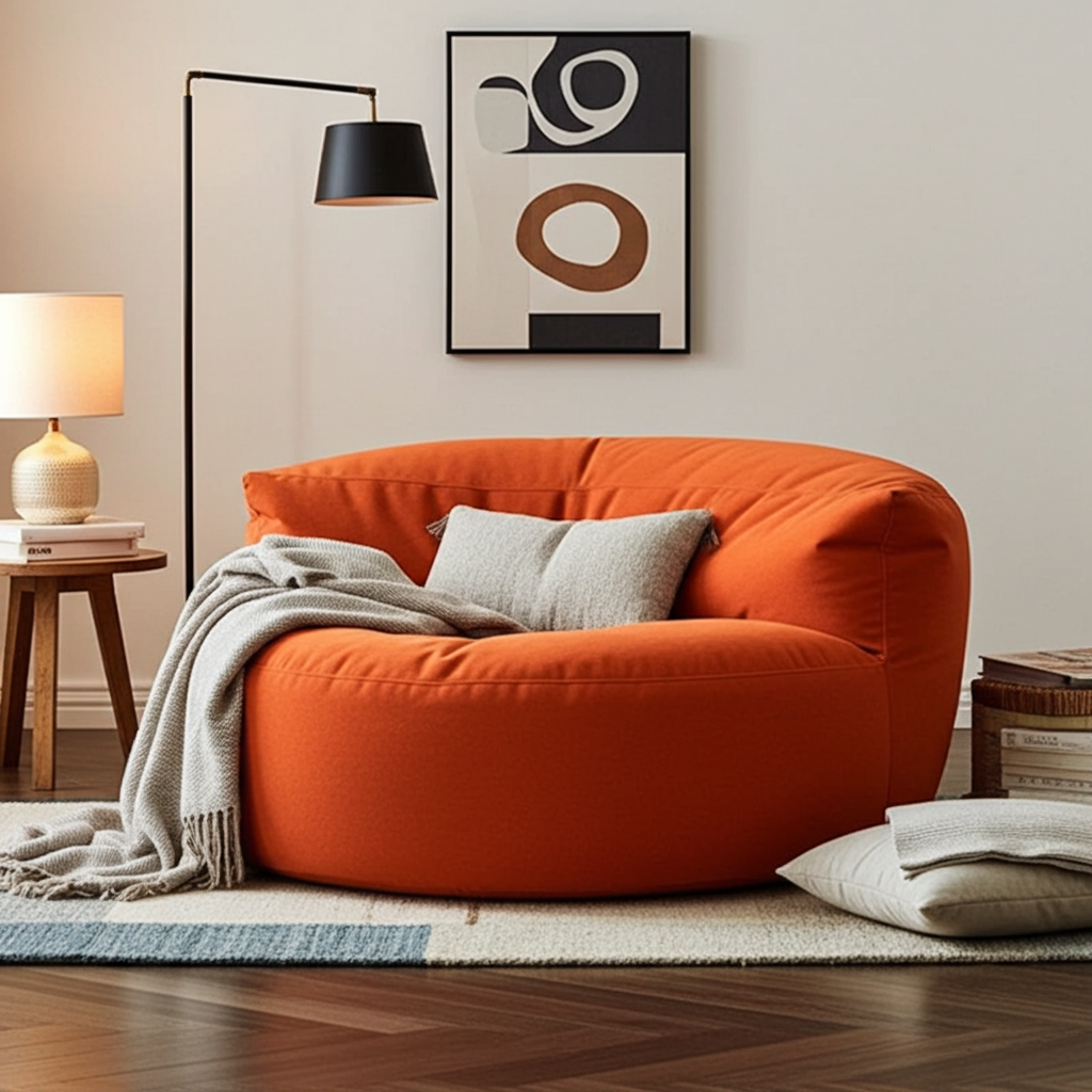 Ronde Fluwelen Zitzak Velvet Loveseat Groot Premium EPS Woonkamer Slaapkamer | Sansoti