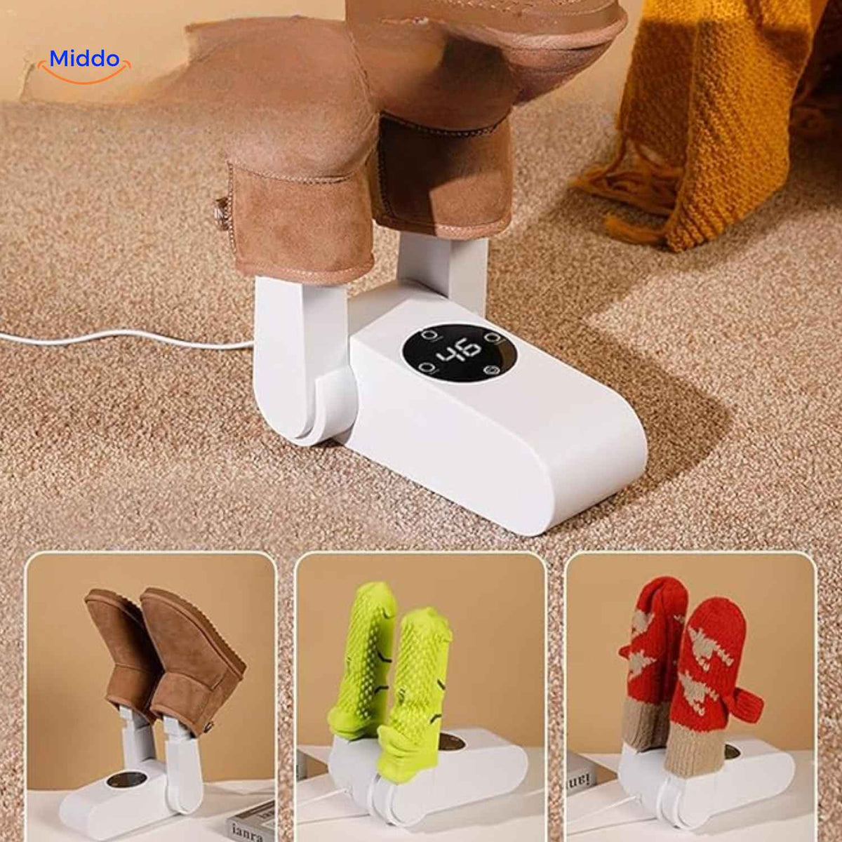 Elektrische Schoenendroger Opvouwbaar 55-60°C Timer Leer Canvas Wol Handschoenen Helmen Stil Compact | Sansoti