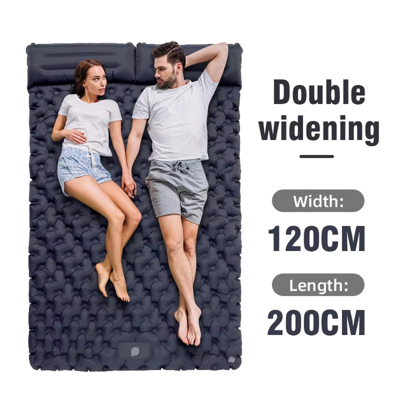 Zelfopblazend Campingmatras voor Twee Personen - Waterdicht Outdoor Slaapmat met Voetpomp en Opbergtas | Sansoti