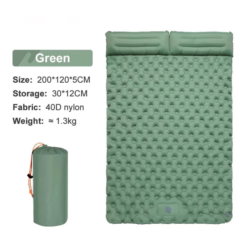 Zelfopblazend Campingmatras voor Twee Personen - Waterdicht Outdoor Slaapmat met Voetpomp en Opbergtas | Sansoti