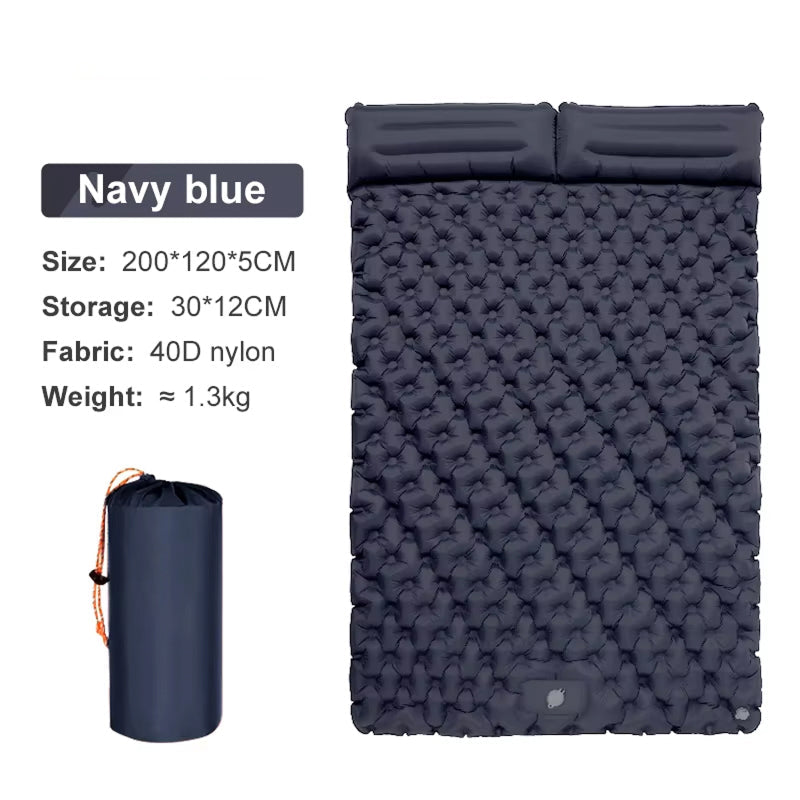 Zelfopblazend Campingmatras voor Twee Personen - Waterdicht Outdoor Slaapmat met Voetpomp en Opbergtas | Sansoti