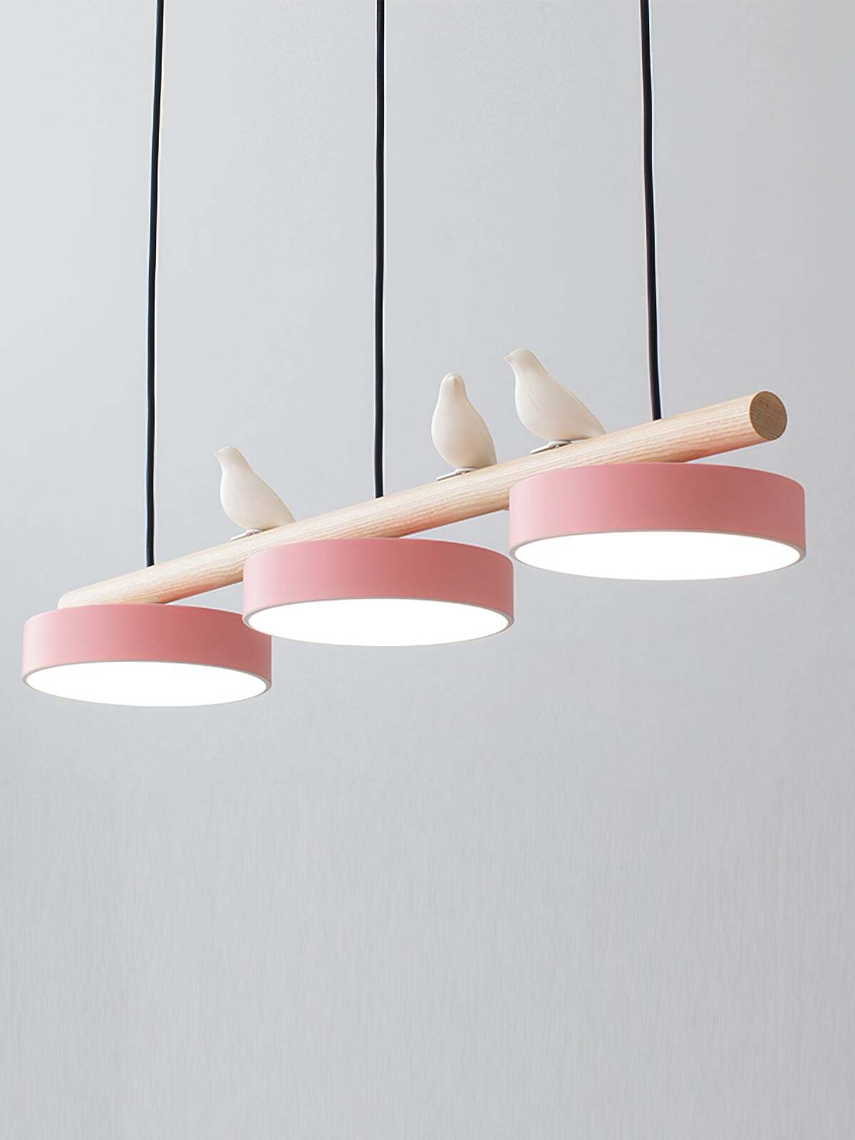 Hanglamp Hout Design Vogelvorm Drie Kappen Scandinavisch Keukeneiland | Sansoti