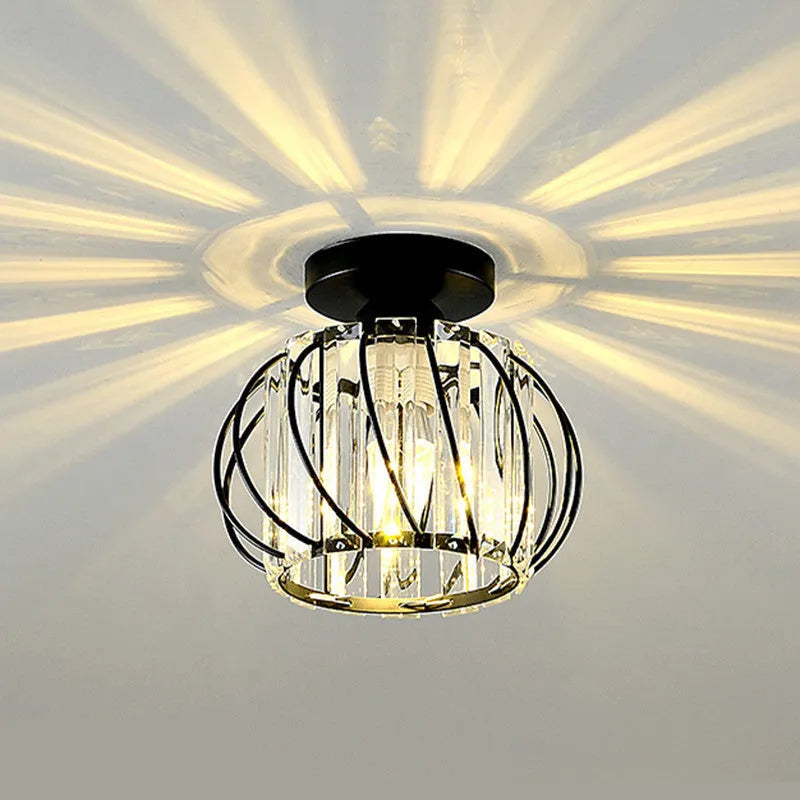 Crystal Ceiling Light Metal Gold Black E27 Entrance Bedroom Hallway Living Room Dining Room Hallway Luxury Interior | Sansoti