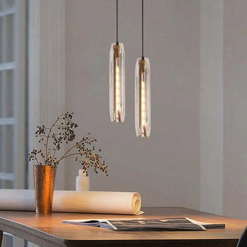 Glazen Hanglamp met Messing Armatuur en Rookglas Kap Scandinavisch Design voor Eetkamer Woonkamer Keuken | Sansoti