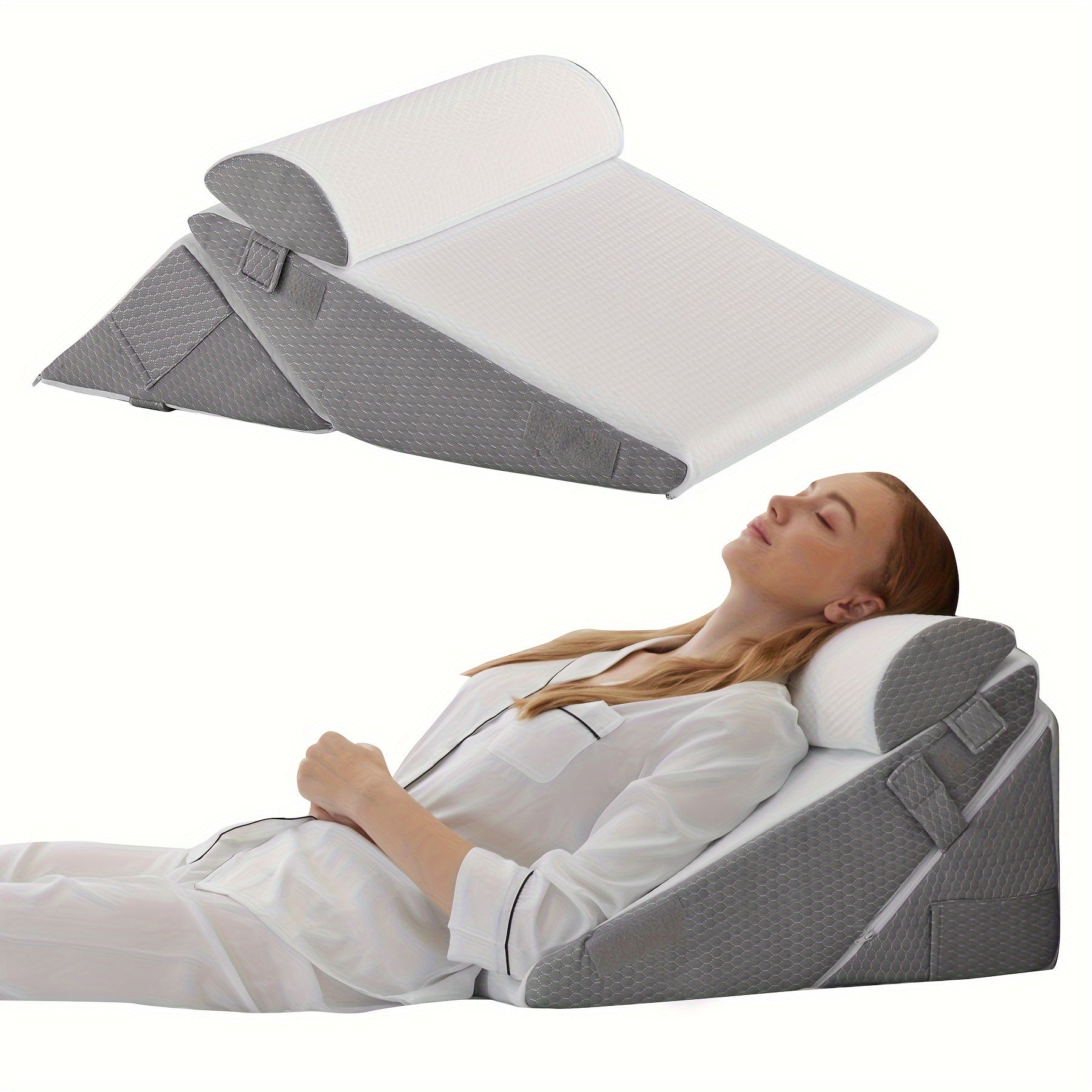 Verstelbaar Wigkussen voor Bed – Premium Memory Foam Ondersteuning Rug Benen Knieën Herstel | Sansoti