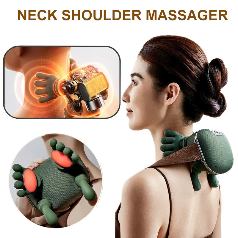 Nekmassageapparaat met Warmtefunctie en 4D Kneedsysteem | Draadloos Oplaadbaar | Sansoti