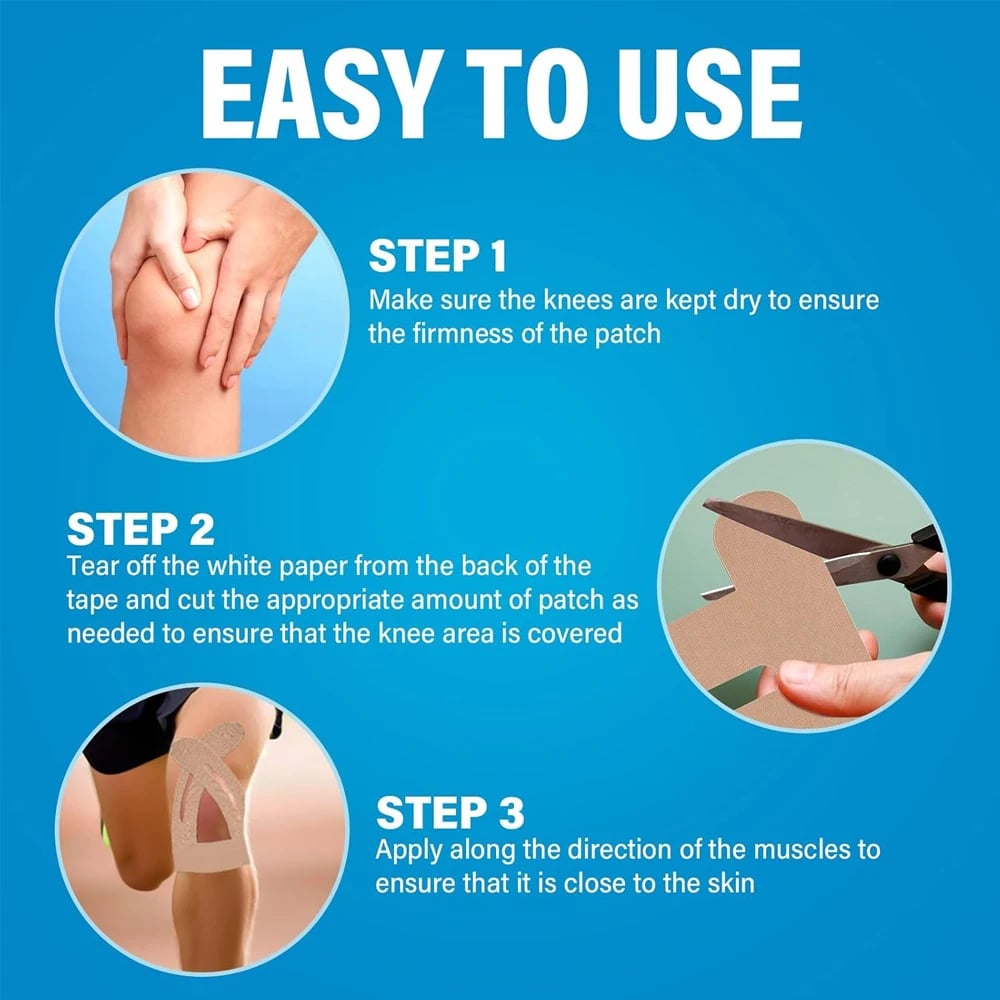 Kinesio tape préformé pour le genou, élastique et respirant, soutien sportif, liberté de mouvement et stabilité | Sansoti