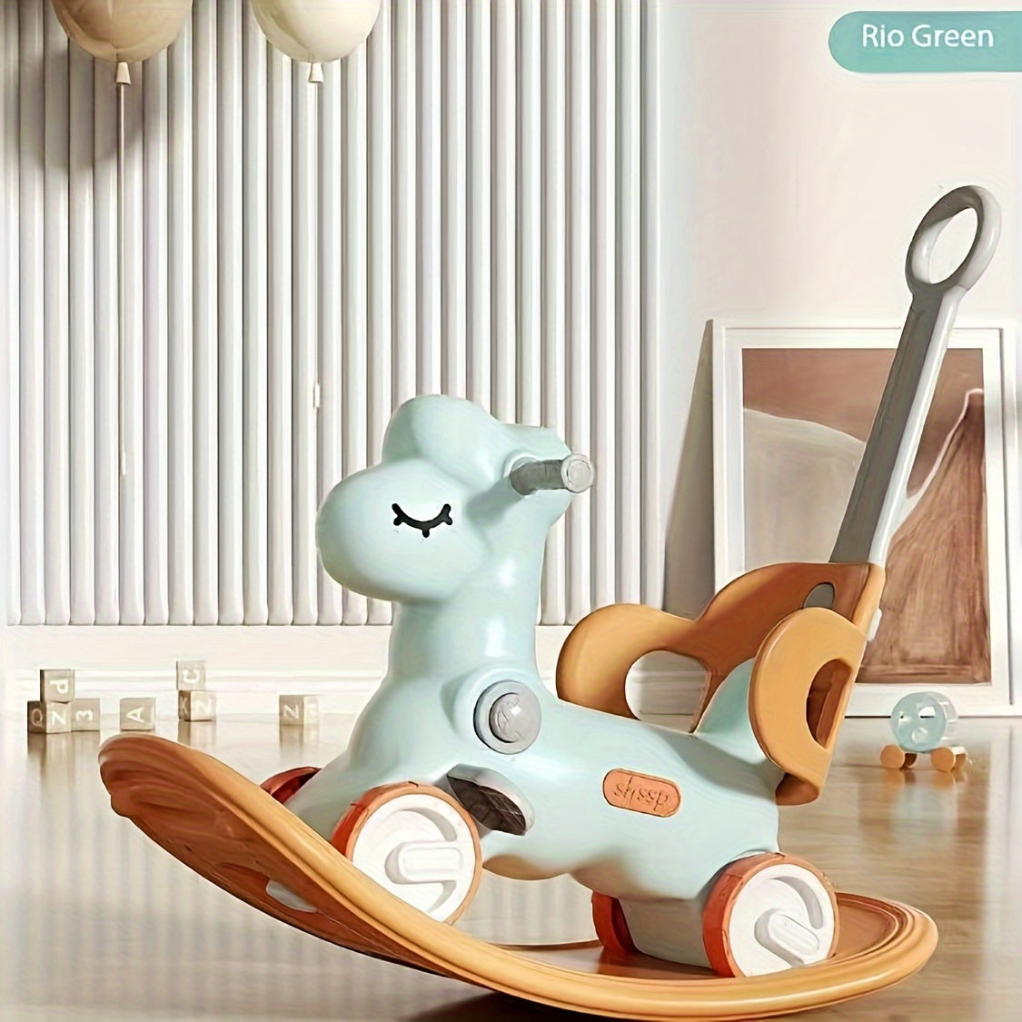2-in-1 baby schommelpaard loopfiets kunststof roze kinderen peuter met duwstang balansspeelgoed binnen speelgoed | Sansoti