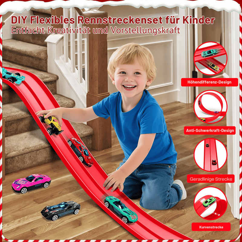 Flexibele DIY Racebaan voor Kinderen – 5 Meter Race Track met Auto's en Loopings | Sansoti