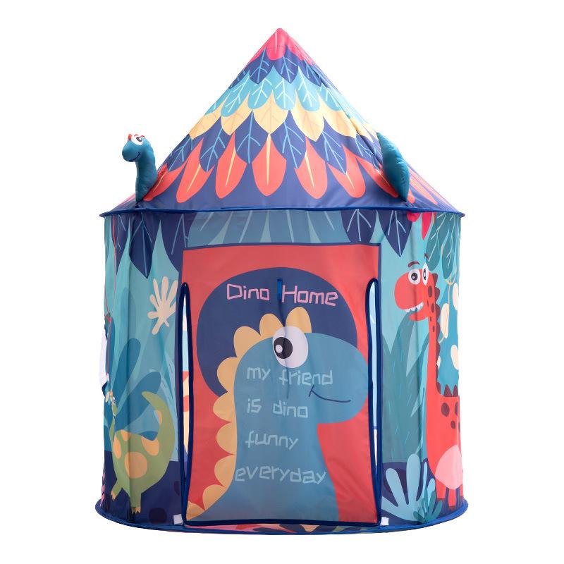 Tente de jeu pour enfants tipi dinosaure bleu marine en polyester 120 cm, maison de jeu pliable pour intérieur et extérieur, chambre d’enfant | Sansoti