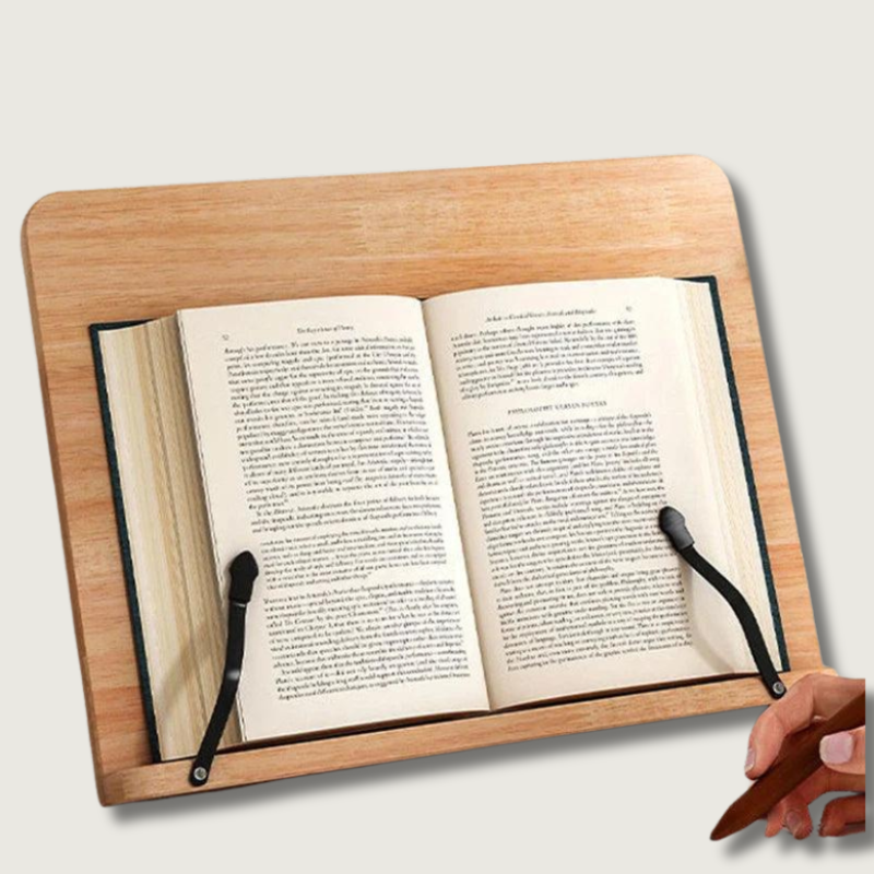 Verstelbare Houten Boekenstandaard van Grenenhout voor Handsfree Lezen | Sansoti