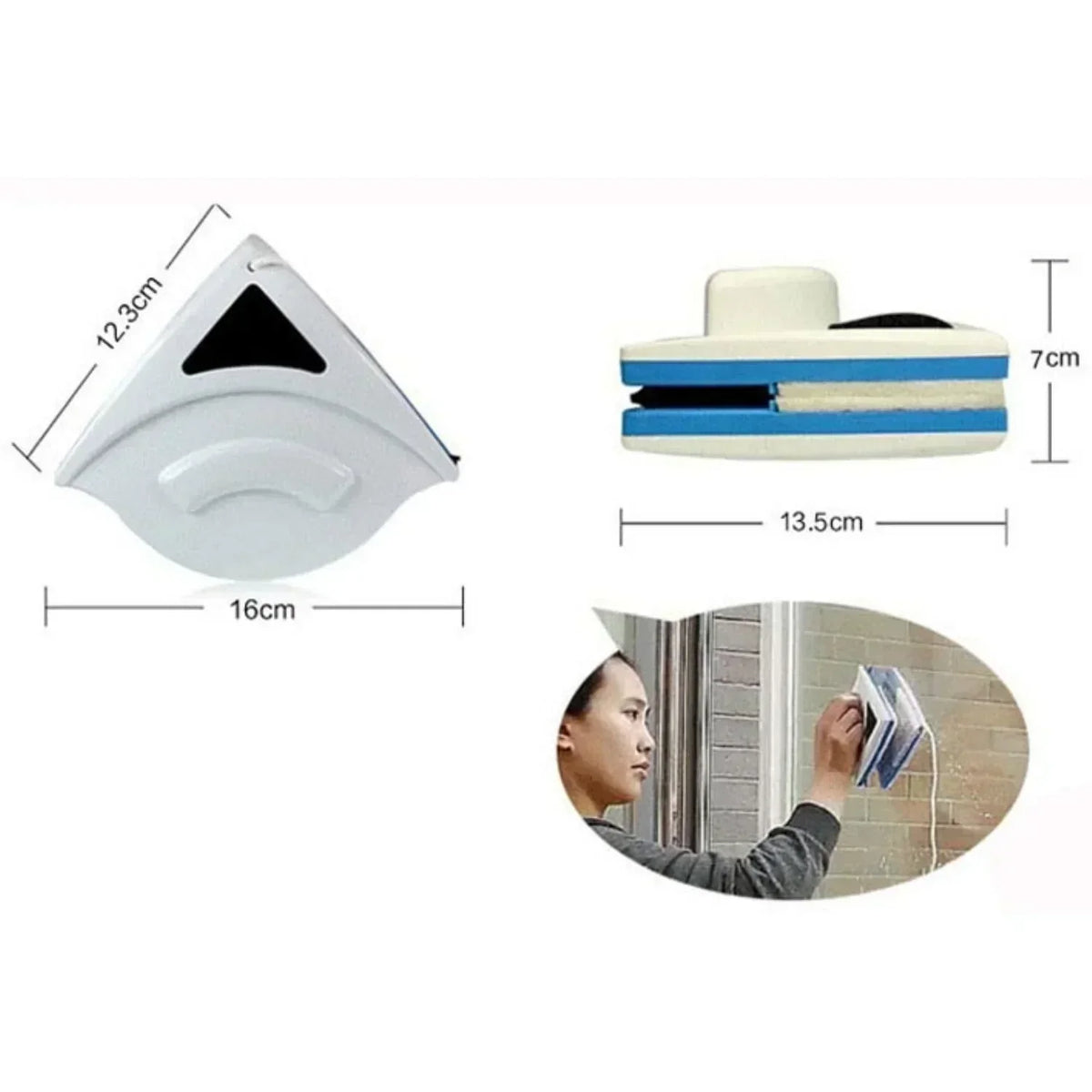 Magnetic Window Cleaner, Double-Sided, Clean Both Sides at Once, Safely Clean High Windows Without a Ladder, Home Use | Sansoti