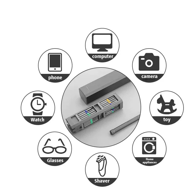 Set de tournevis de précision magnétique en chrome vanadium compact avec boîte de rangement | Restfield