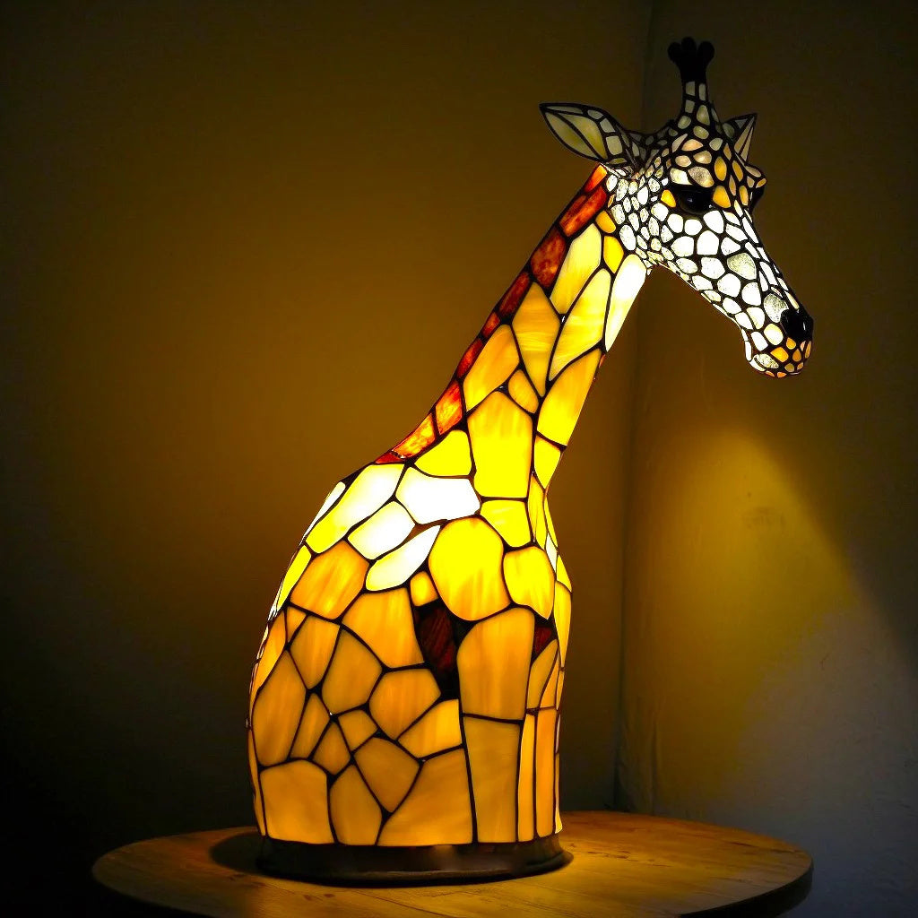Decoratieve Tafellamp Glas Tiermotief LED-verlichting 20x15x12cm Handgemaakt Buntglas Sfeerlamp Woonkamer | Sansoti