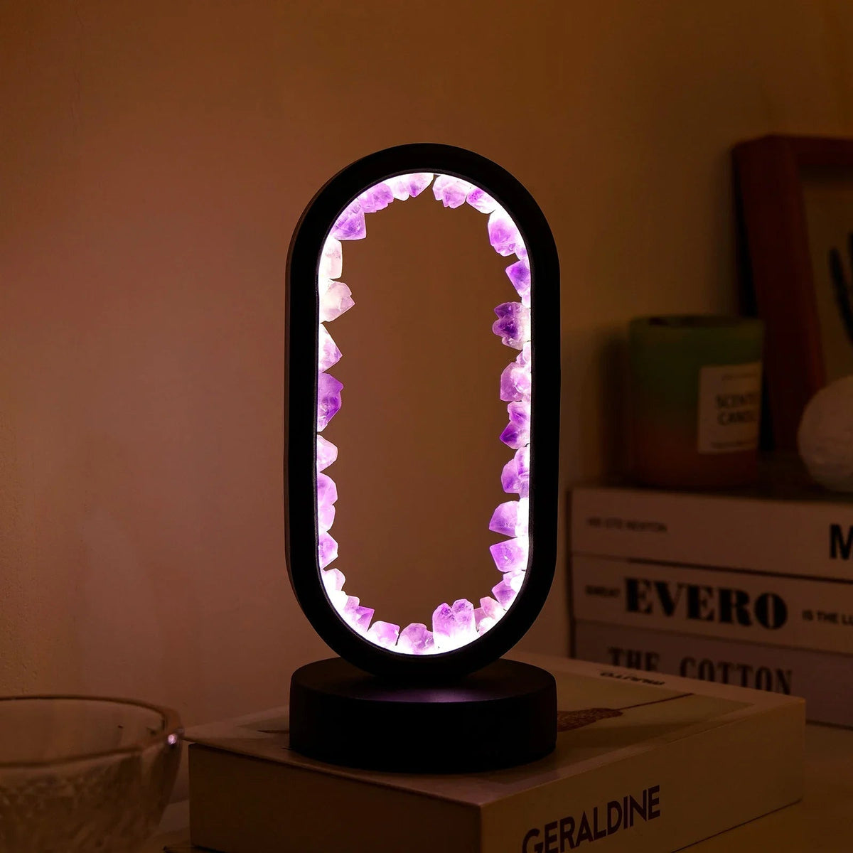 Handgemaakte Edelsteenlamp Amethist Celestiet Kristal Sfeerverlichting Ontspanning Meditatie Yoga Slaapkamer | Sansoti