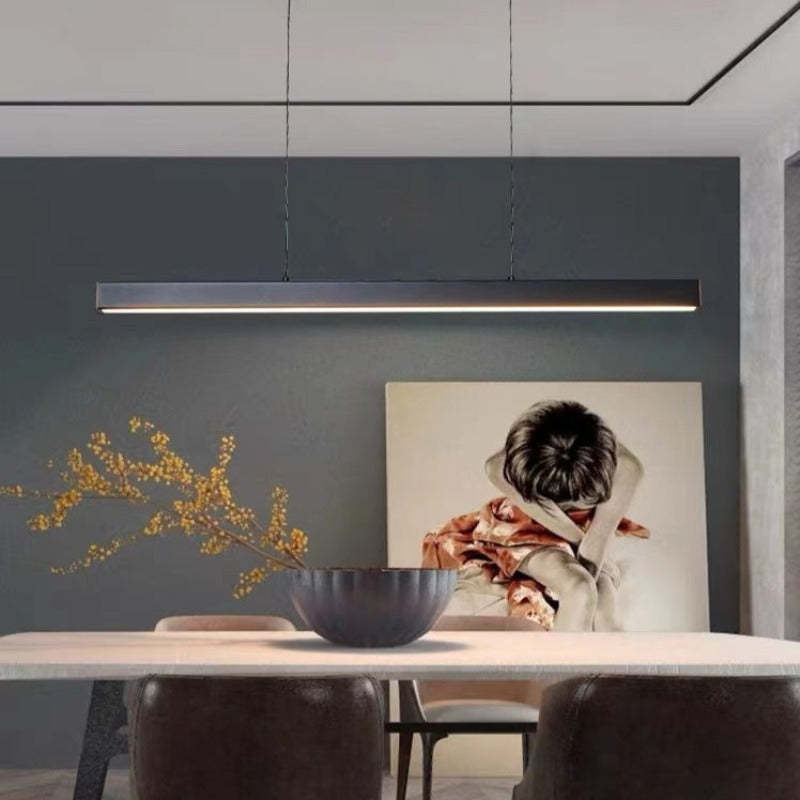 Hanglamp Rechthoekig LED Dimbaar Zwart Bruin Metaal Acryl Eettafel Woonkamer 80-150cm | Sansoti