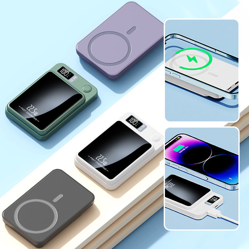 Wireless Power Bank 20000mAh with Qi Charger Smartphone Tablet Mobile Charger LED Display Fast Charging Compact | Sansoti