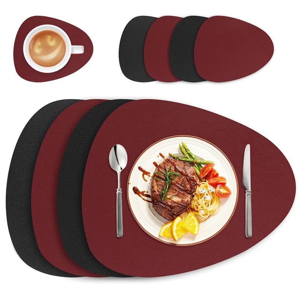 Dubbelzijdige Placemats Kunstleer Waterafstotend Antislip Set 4 of 8 Stuks Tafelbescherming Eettafel | Sansoti
