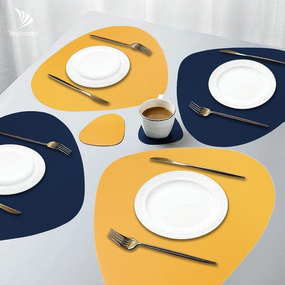 Dubbelzijdige Placemats Kunstleer Waterafstotend Antislip Set 4 of 8 Stuks Tafelbescherming Eettafel | Sansoti