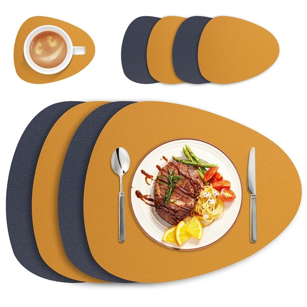 Dubbelzijdige Placemats Kunstleer Waterafstotend Antislip Set 4 of 8 Stuks Tafelbescherming Eettafel | Sansoti
