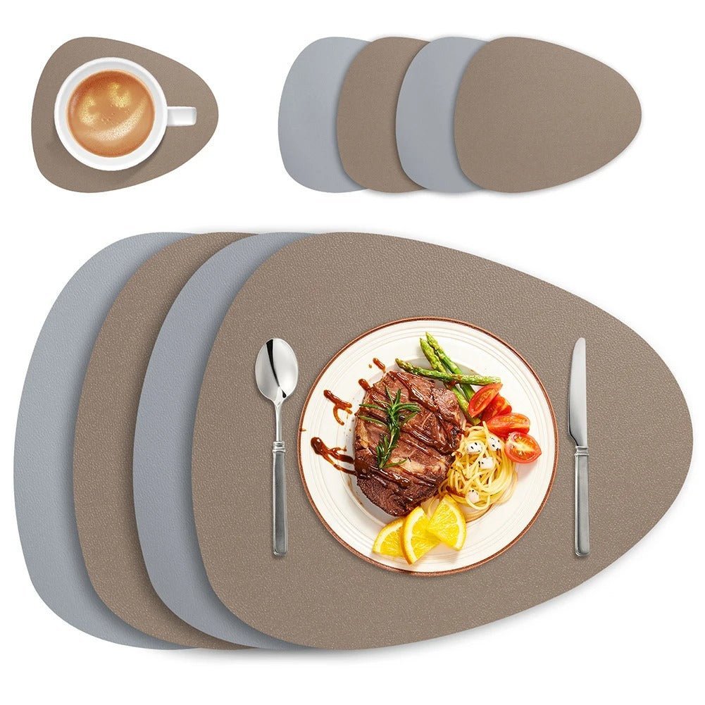 Dubbelzijdige Placemats Kunstleer Waterafstotend Antislip Set 4 of 8 Stuks Tafelbescherming Eettafel | Sansoti
