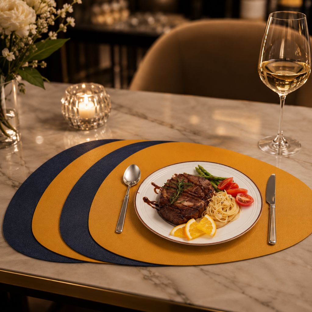 Dubbelzijdige Placemats Kunstleer Waterafstotend Antislip Set 4 of 8 Stuks Tafelbescherming Eettafel | Sansoti