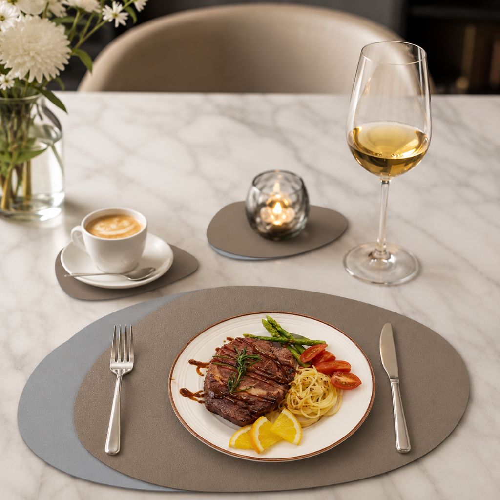 Dubbelzijdige Placemats Kunstleer Waterafstotend Antislip Set 4 of 8 Stuks Tafelbescherming Eettafel | Sansoti