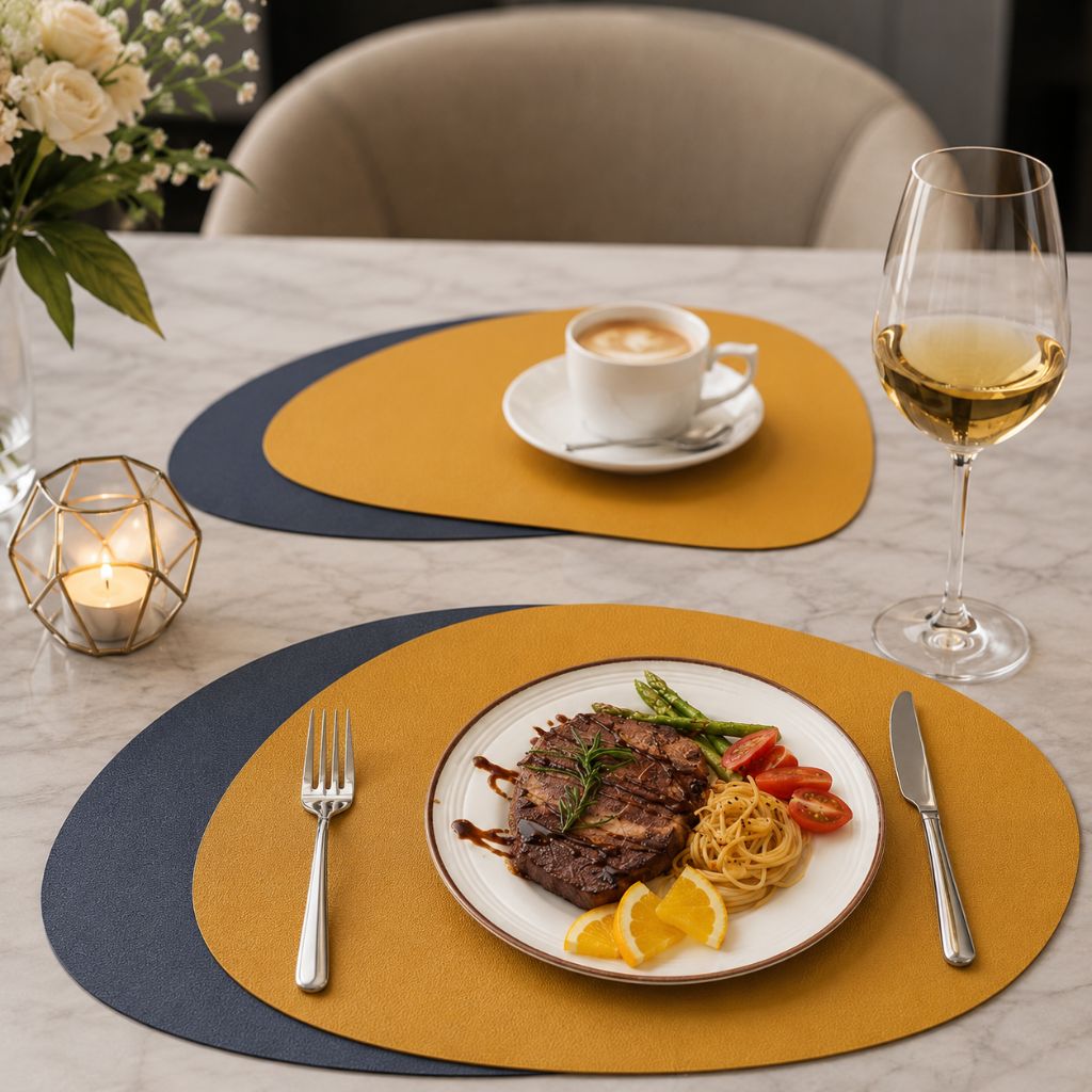 Dubbelzijdige Placemats Kunstleer Waterafstotend Antislip Set 4 of 8 Stuks Tafelbescherming Eettafel | Sansoti