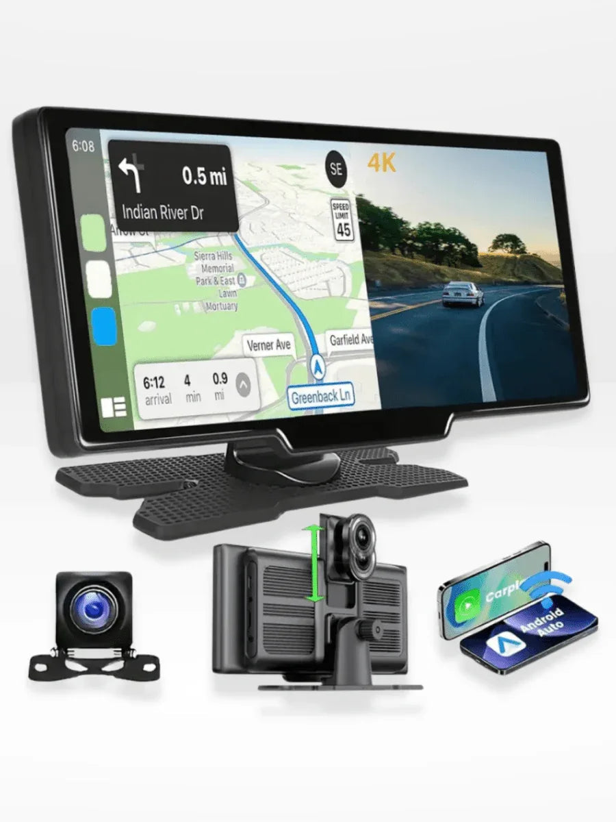 Carplay Scherm met Dashcam 10,26 Inch Touchscreen GPS Bluetooth WiFi Handsfree Spraakbediening Auto Multimedia | Sansoti