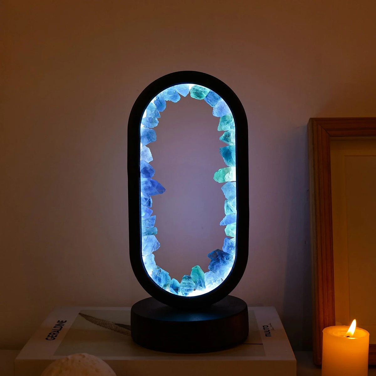 Handgemaakte Edelsteenlamp Amethist Celestiet Kristal Sfeerverlichting Ontspanning Meditatie Yoga Slaapkamer | Sansoti