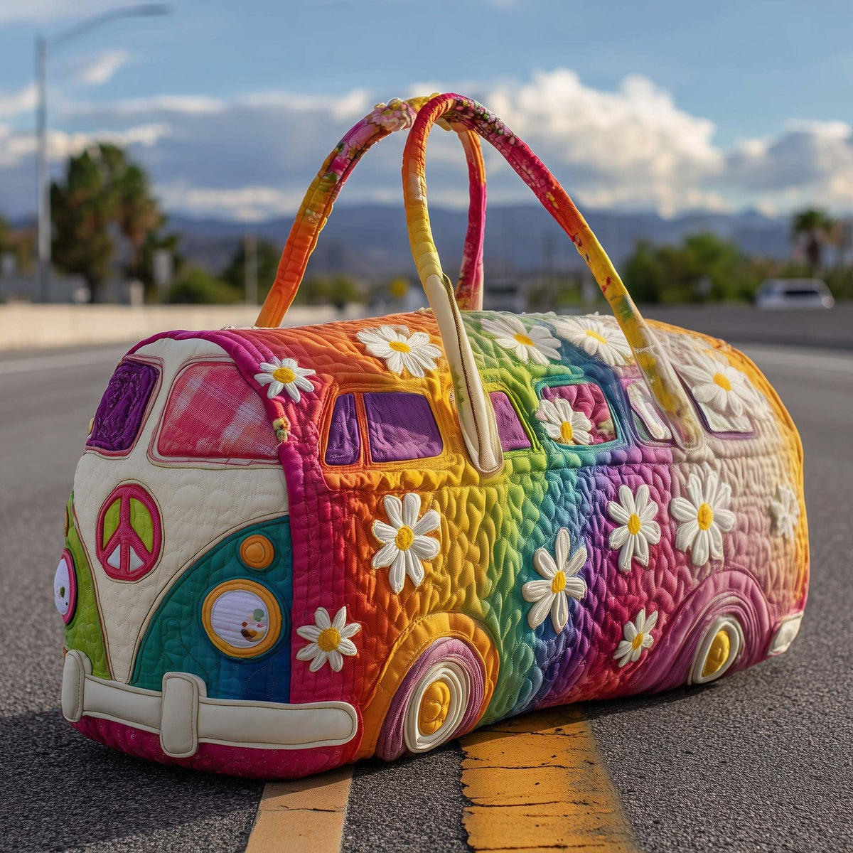 Quilted Travel Bag with Floral Pattern 45.5x22.5x22.5 cm Carry-On Weekend Bag Foam Protection Duffel Bag | Sansoti
