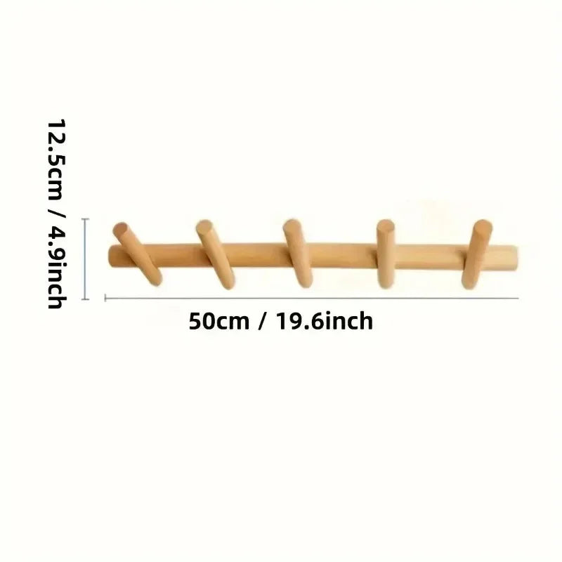 Kapstok Wand Eikenhout Minimalistisch 4 5 Haken Hal Garderobe Modern Scandinavisch | Sansoti
