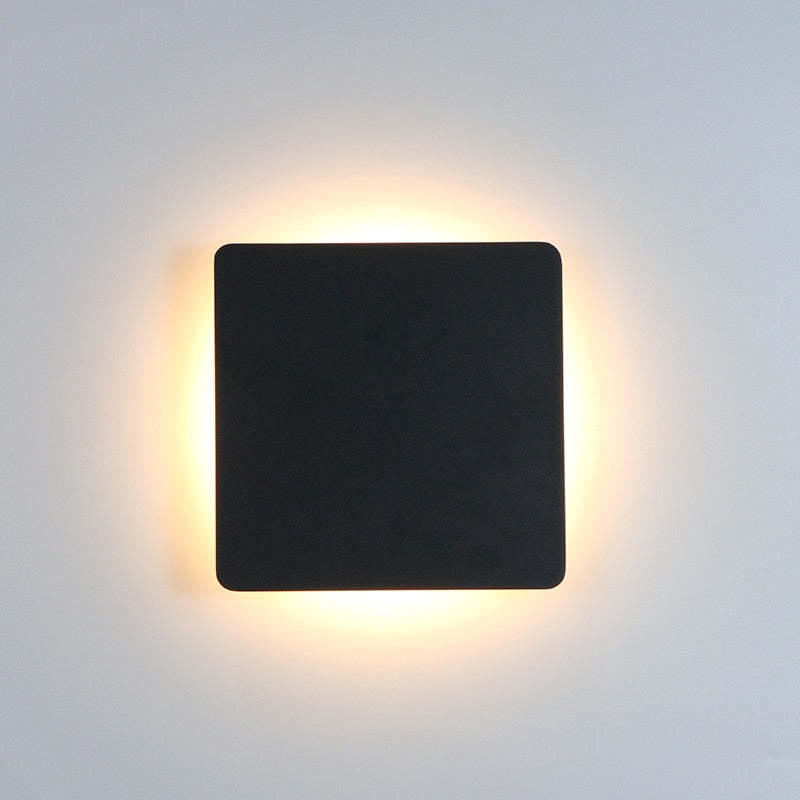 Minimalistische LED-Außenwandleuchte aus Metall, rund oder quadratisch, wasserdicht nach IP65, Gartenbeleuchtung für Flur und Terrasse | Sansoti