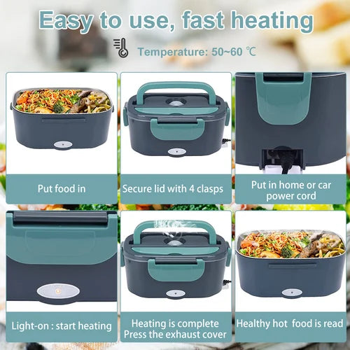 Elektrische Lunchbox met Verwarming 1.5L – Warm Eten Onderweg Auto & Thuis | Sansoti
